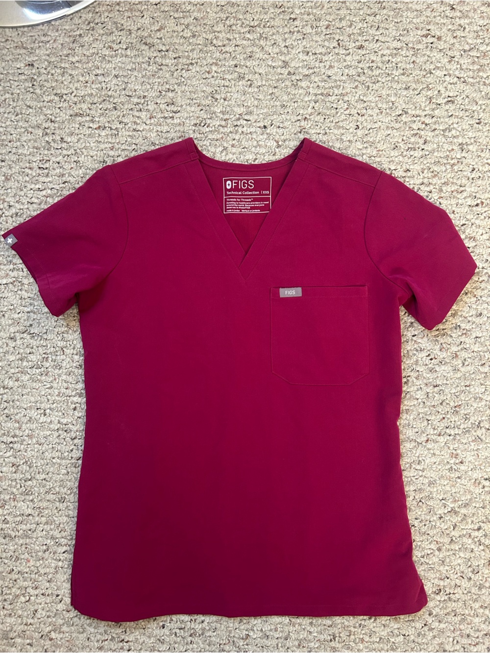 Figs Scrub Top XXS Magenta